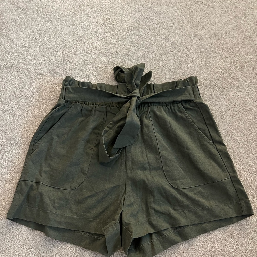 Have Green High Waist Shorts with Tie Belt